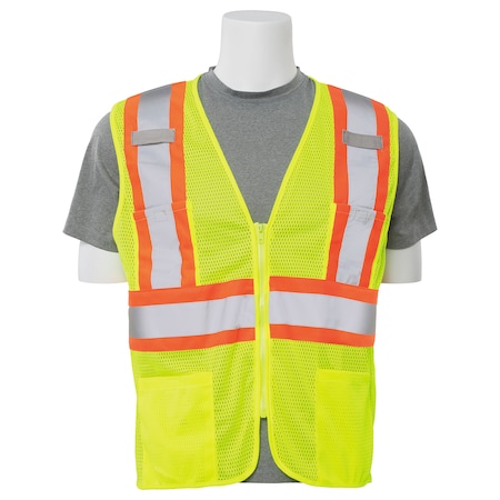 Deltaplus Safety Vest, Contrasting, Mesh, Class 3, S383P, Hi-Viz Lime, 6X 62172